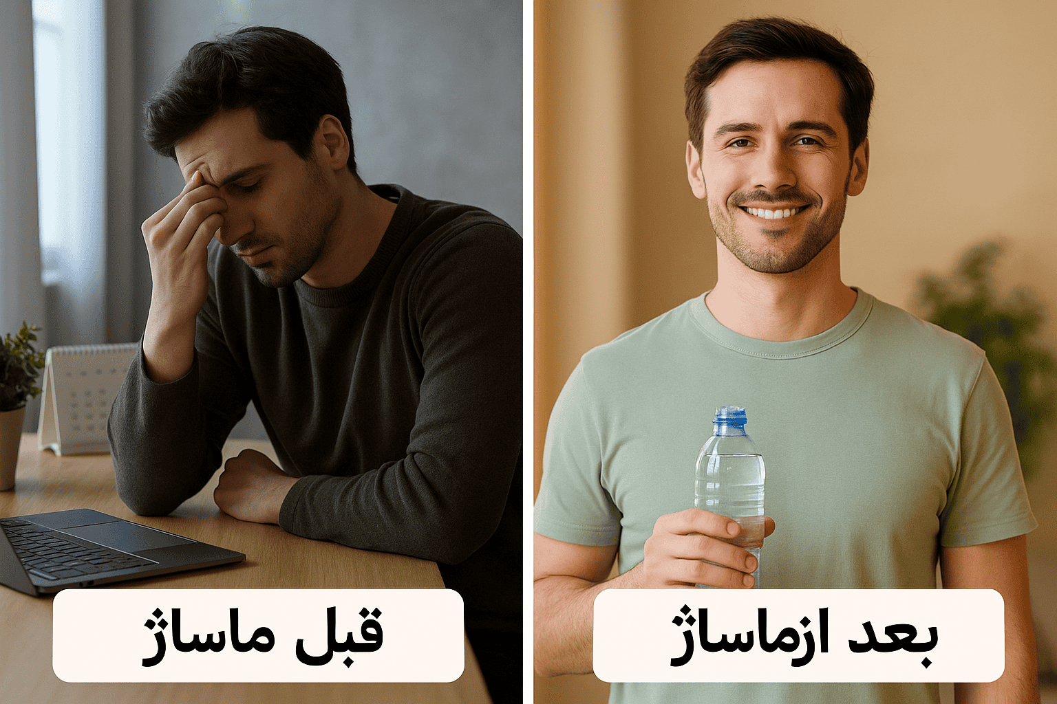 مقایسه وضعیت قبل و بعد ماساژ – از خستگی تا شادابی